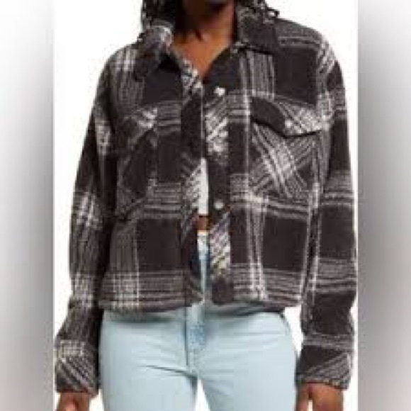 Thread & Supply Black and White Plaid Utility Jacket - Picture 1 of 5